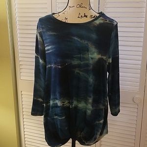 143 by Line Up tie dye 3/4 sleeve blouse L
